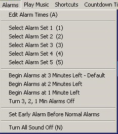 Clock Menu Alarms