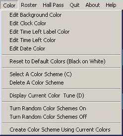 Clock Menu Color